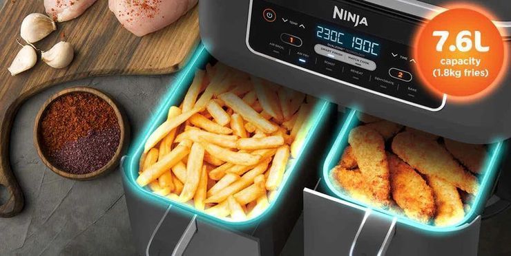 Ninja DualZone Technology — 2 basket bebas dengan fries dan nugget