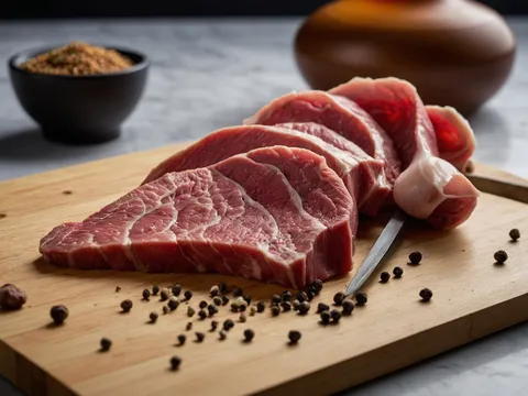 Daging dihiris nipis dan diperap dalam mangkuk