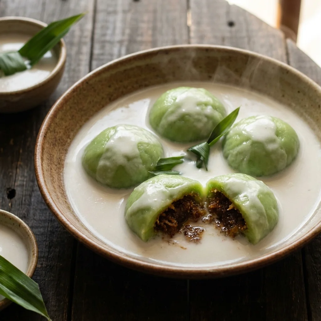 Kuih Badak Berendam Inti Kelapa Kuah Santan Masin