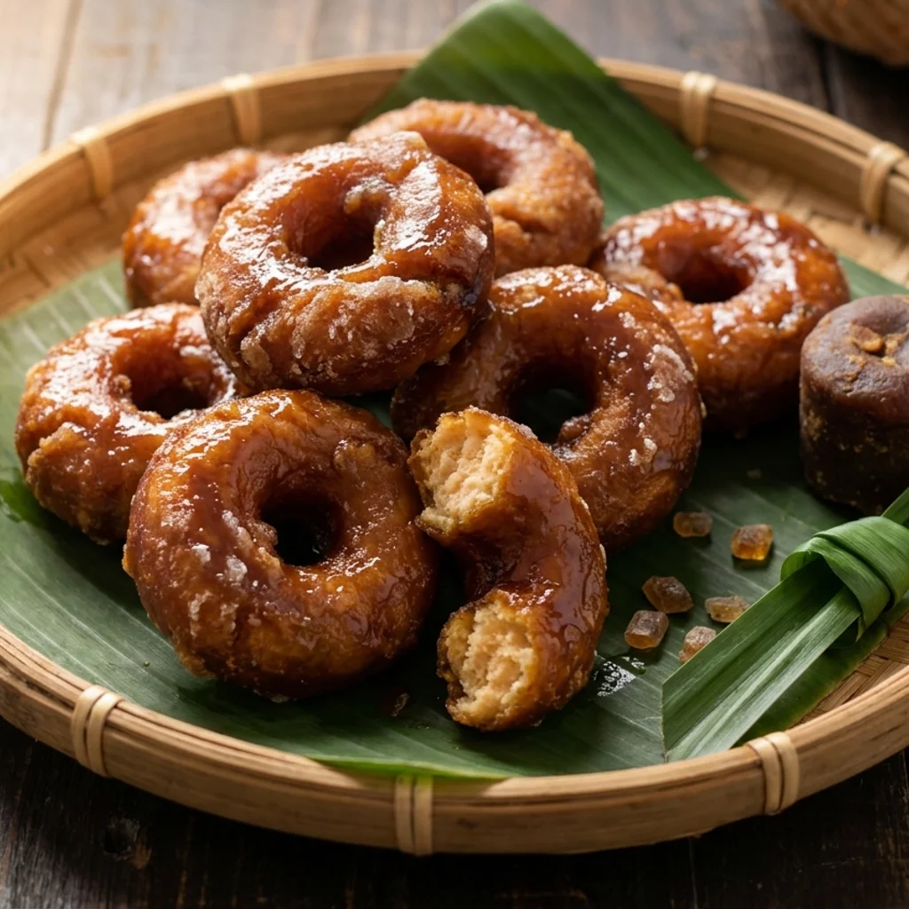 Kuih Keria Gula Melaka Gebu Bersalut Sira Berkilat