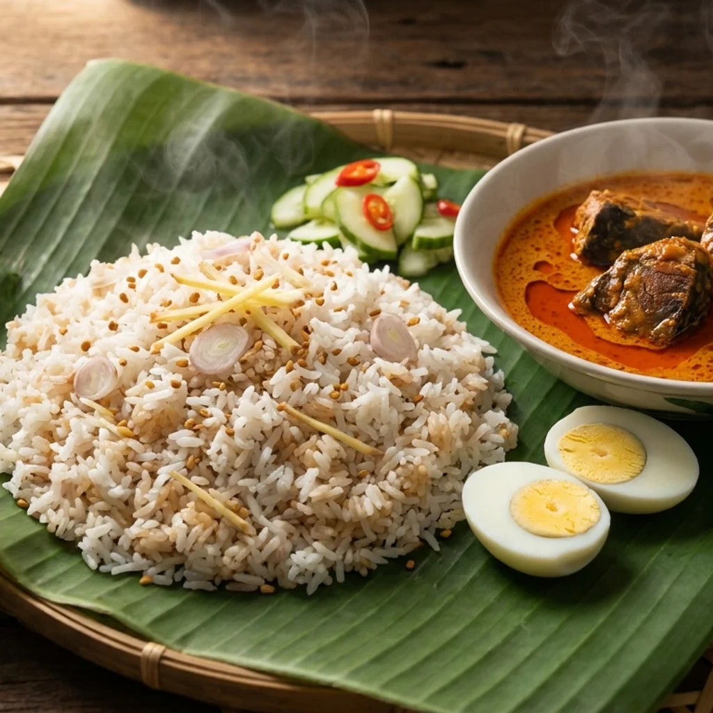 Nasi Dagang Terengganu Dengan Gulai Ikan Tongkol