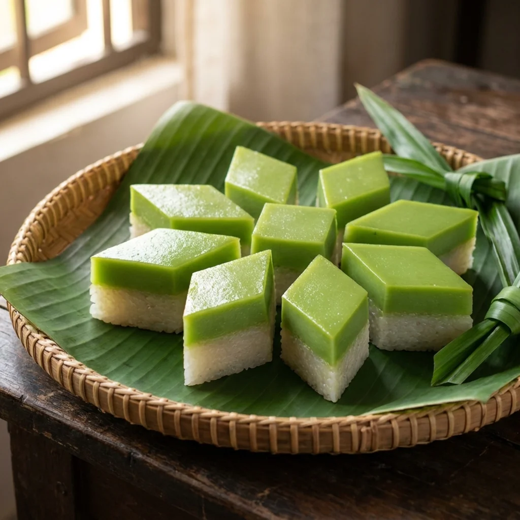 Kuih Seri Muka Pandan Lembut Tak Berlubang